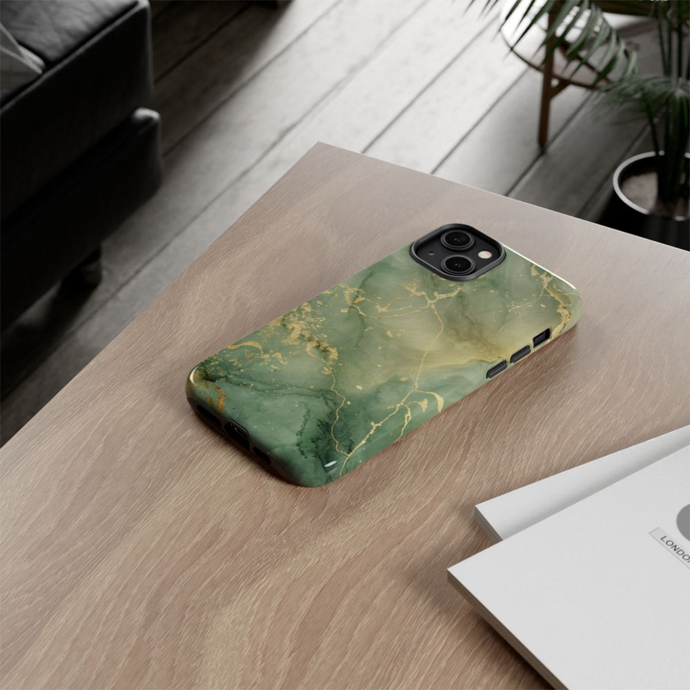 Groene en Gouden Marmer Abstract