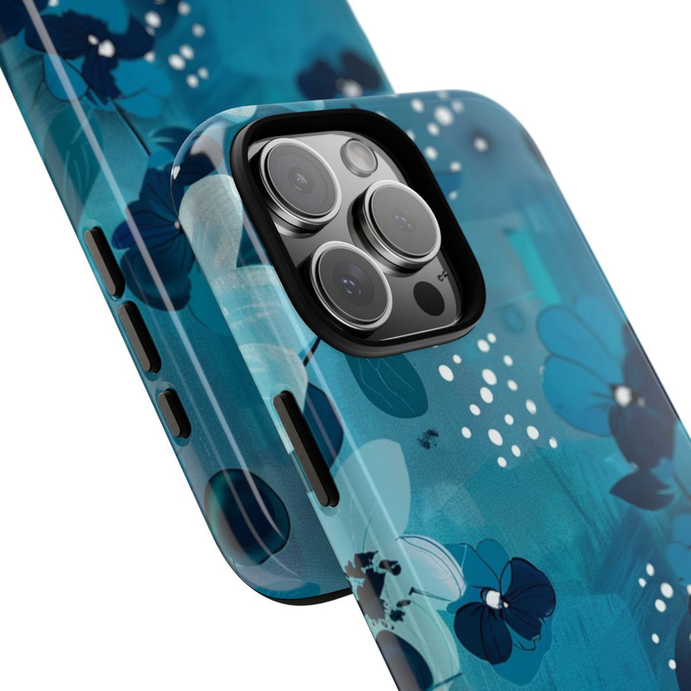 Turquoise Bloemenpatroon met Stippen