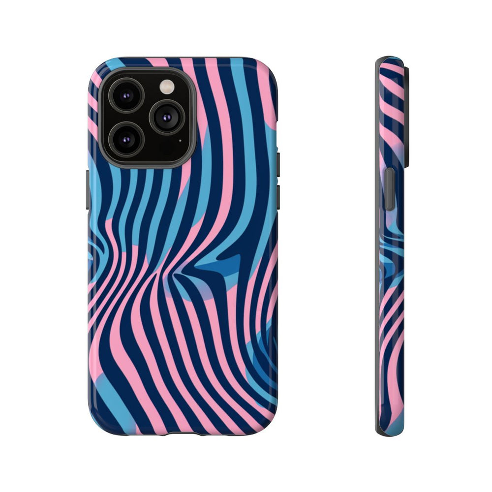 Golvend Blauw-Roze Optische Illusiepatroon