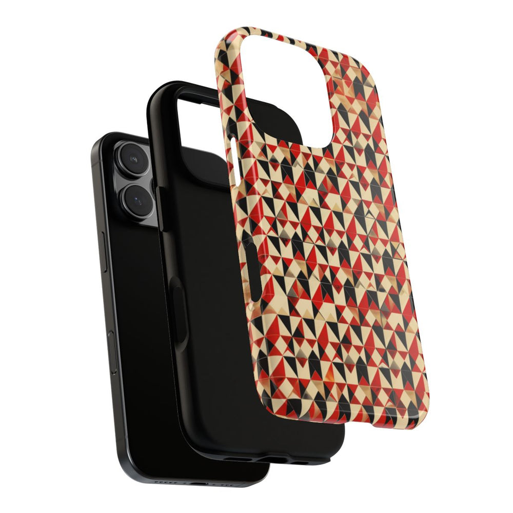 Geometrisch Abstract Patroon in Rood en Zwart