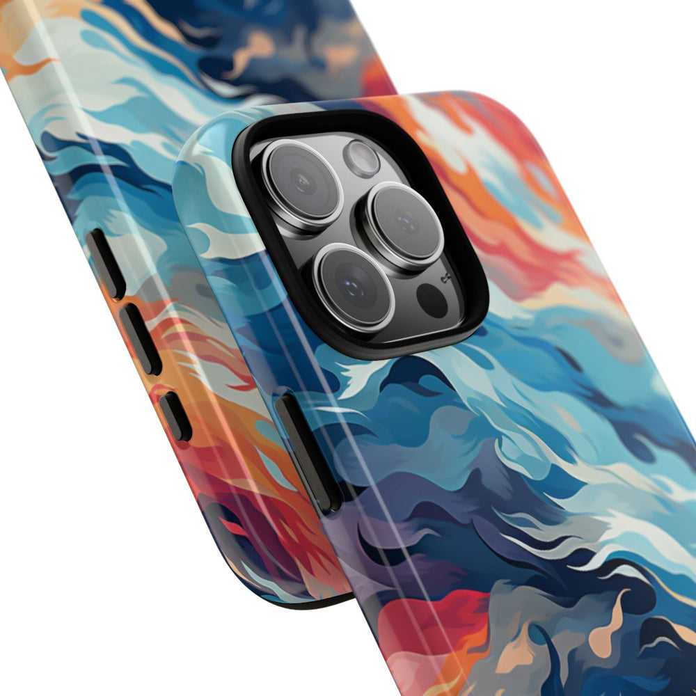 Abstracte Oceaangolven met Vurige Kleuren