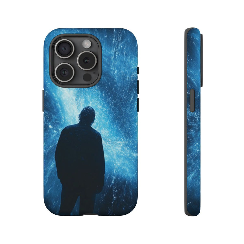Silhouet met Blauwe Lichtflits