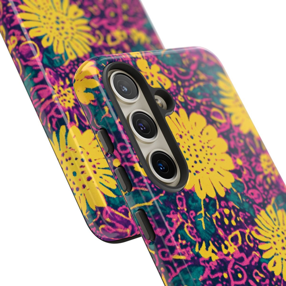 Gele en Paarse Bloemenprint