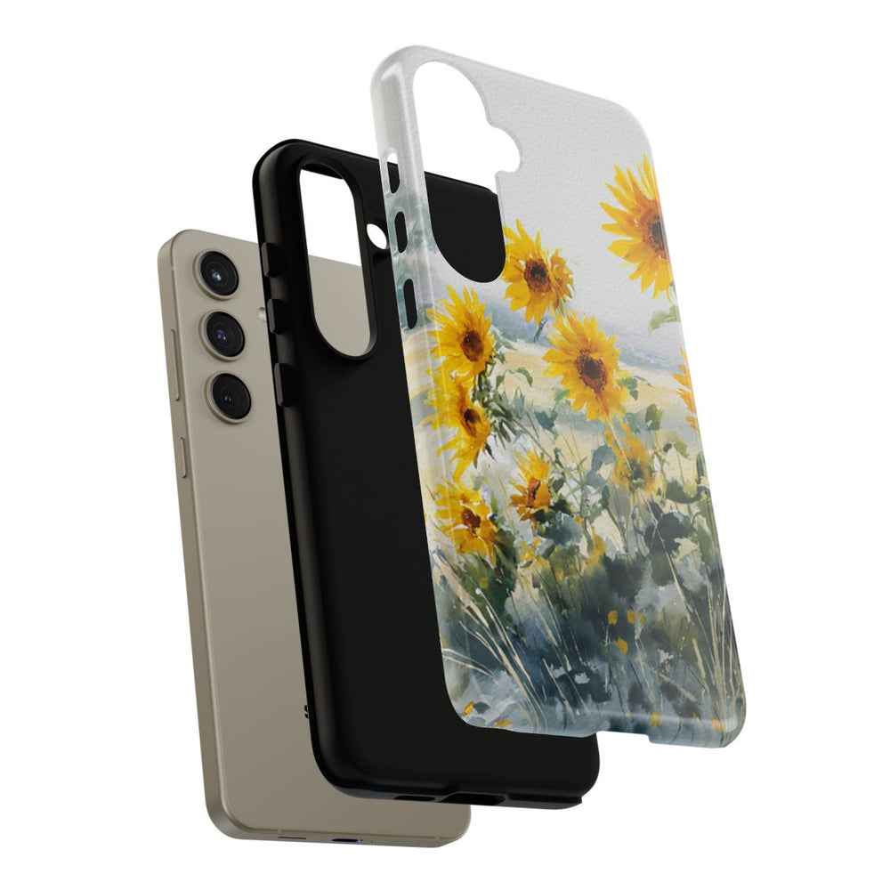 Gele Zonnebloemen in Pastelkleurig Landschap
