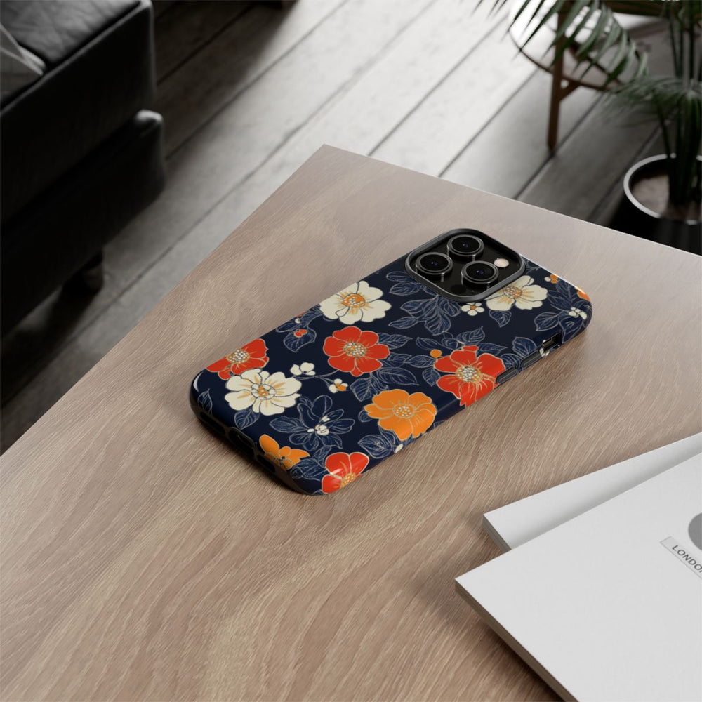 Oranje en Witte Bloemenprint