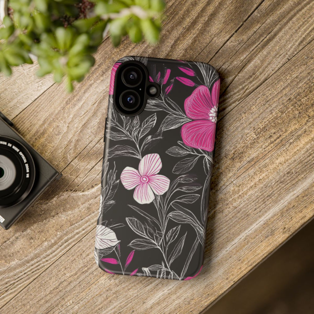 Roze en Witte Bloemenprint