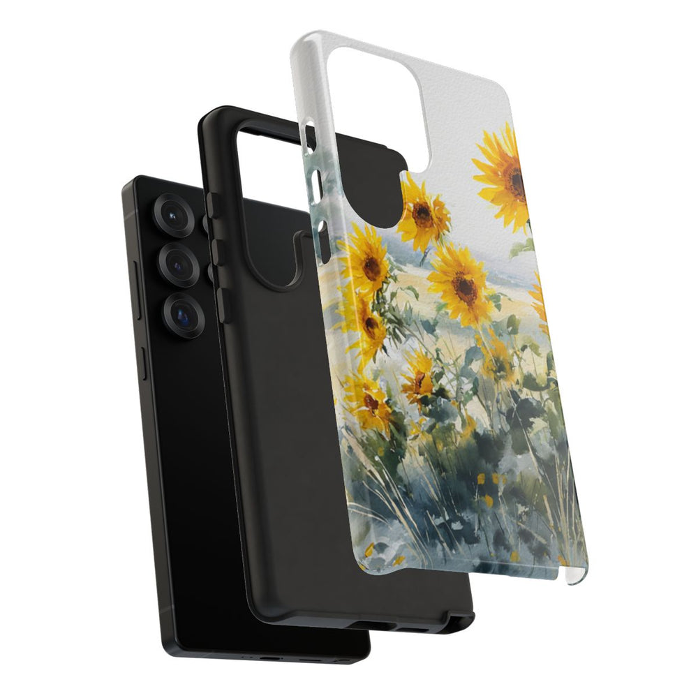 Gele Zonnebloemen in Pastelkleurig Landschap