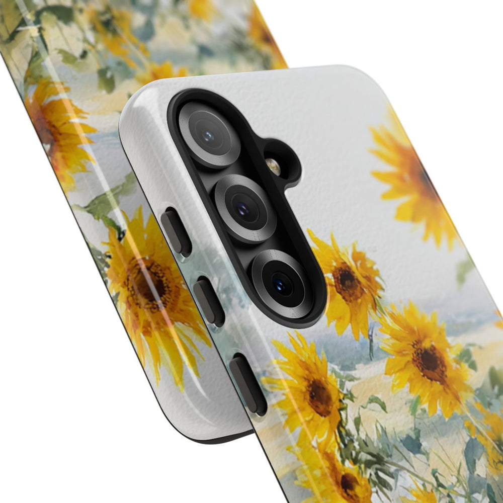 Gele Zonnebloemen in Pastelkleurig Landschap