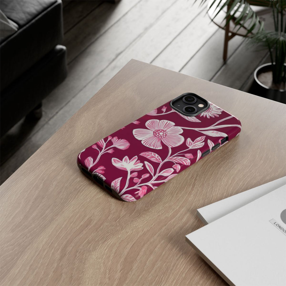 Roze en Witte Bloemenprint