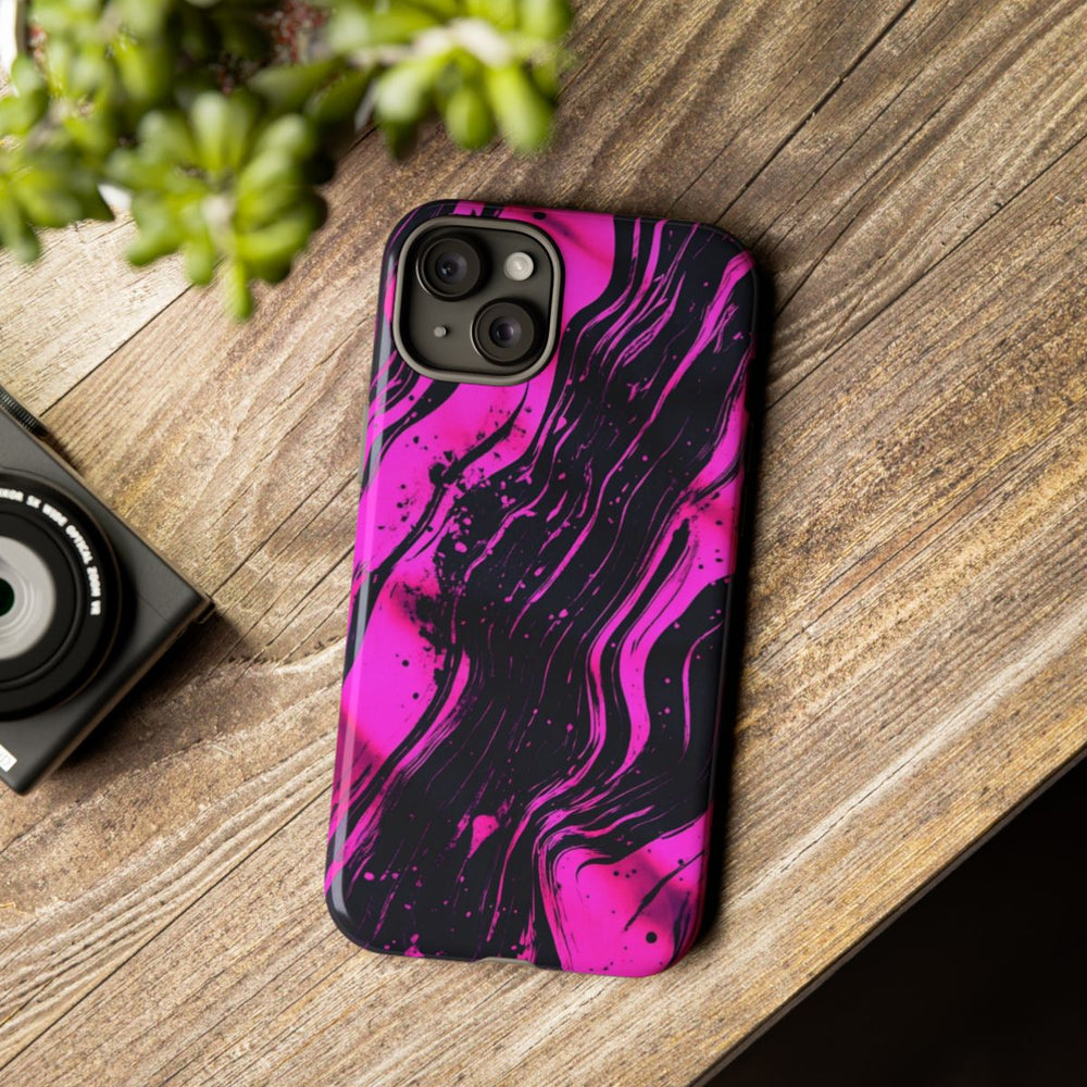 Neonroze en Zwart Abstract Patroon