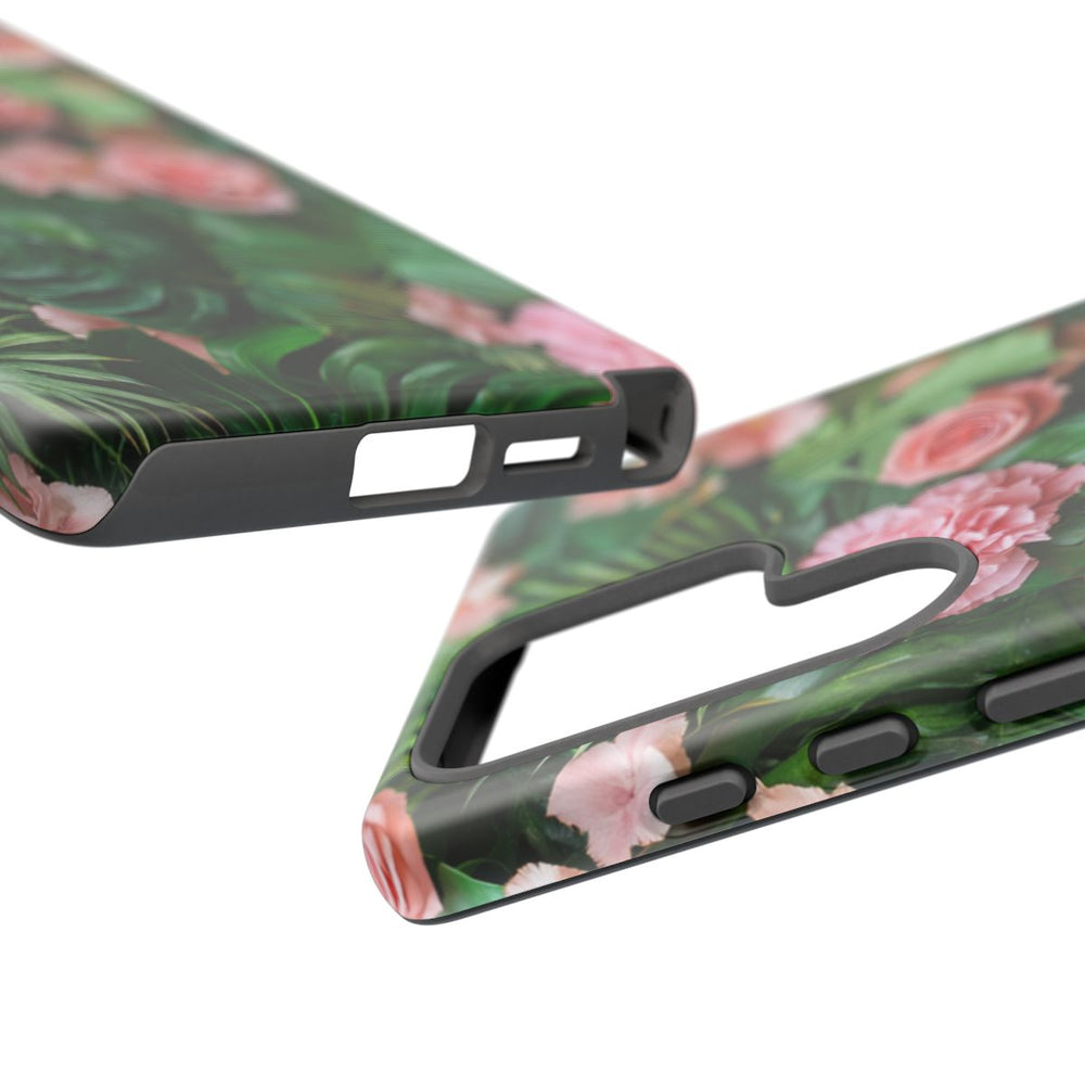 Zachte Rozen en Tropische Bladeren Bloemenpatroon