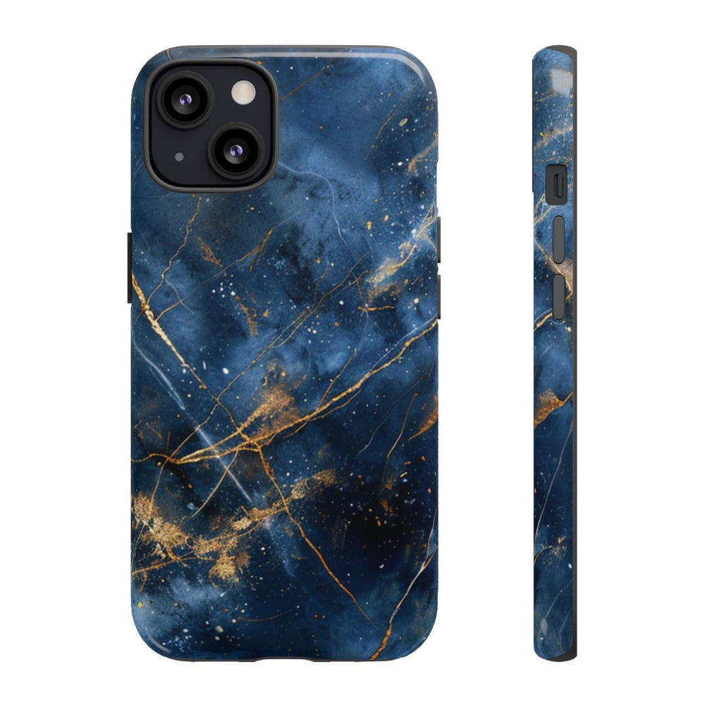 Blauw Marmerpatroon met Gouden Adering