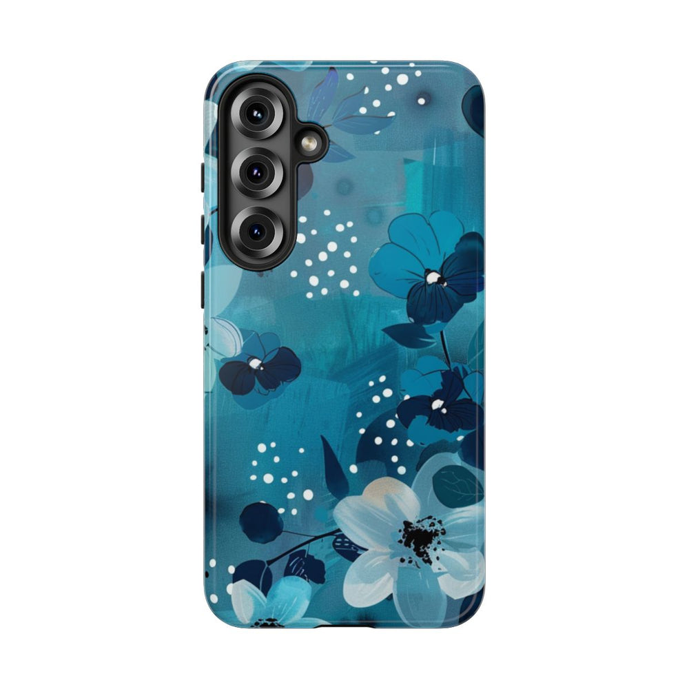 Turquoise Bloemenpatroon met Stippen