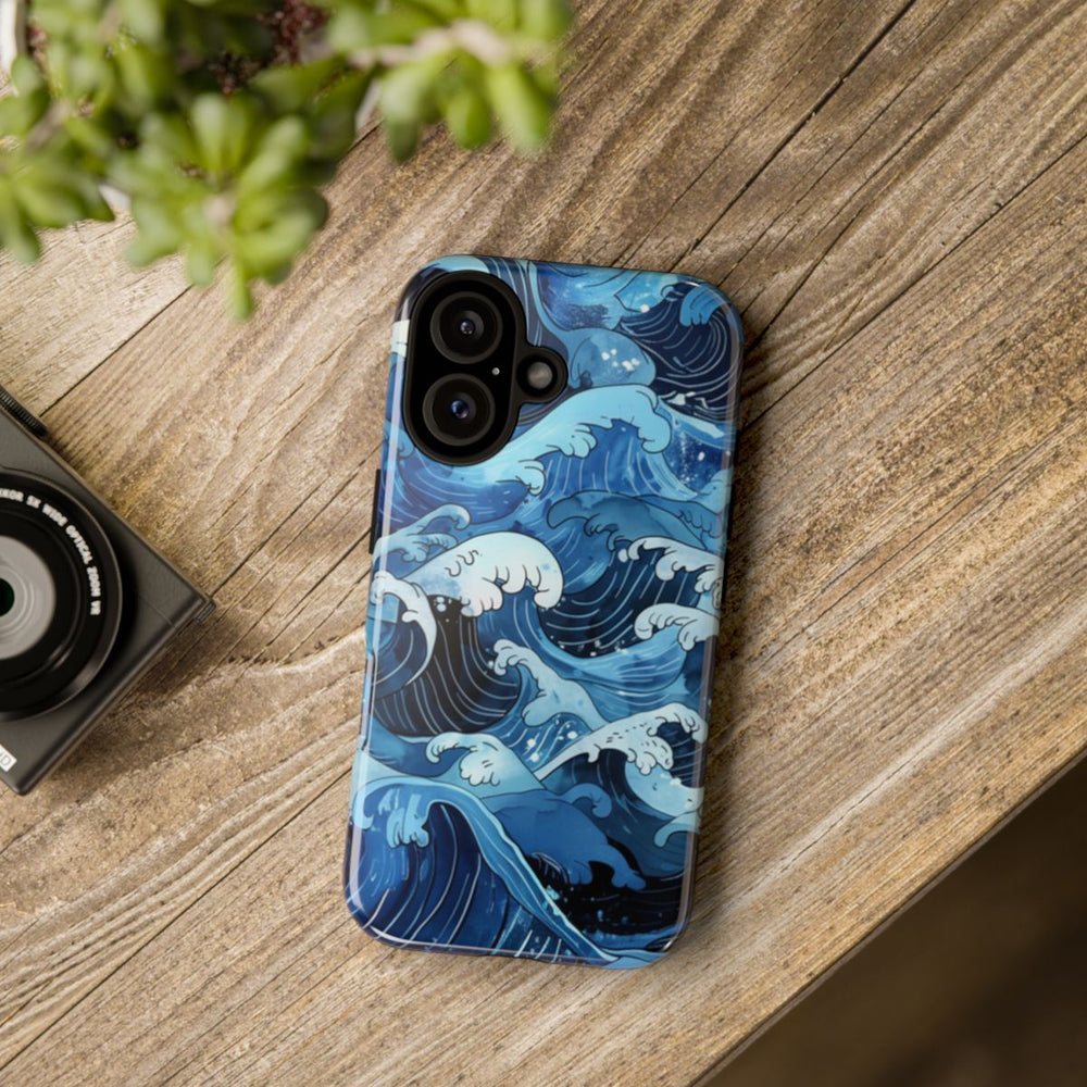 Handgetekende Japanse Stijl Oceaangolven