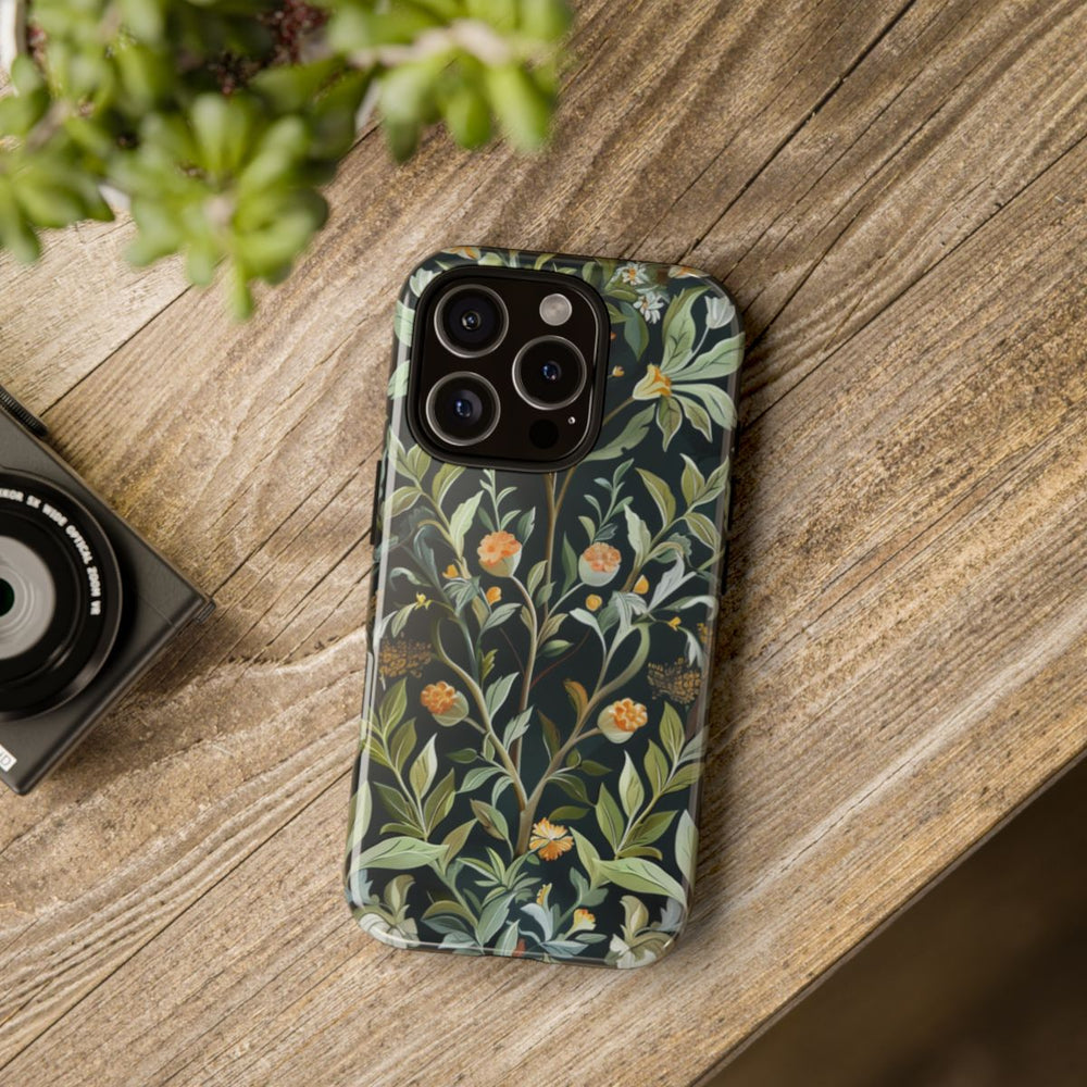Gedetailleerde Botanische Illustratie met Oranje Bloemen