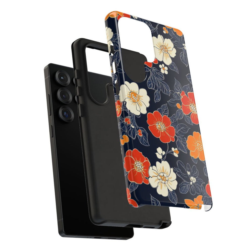 Oranje en Witte Bloemenprint