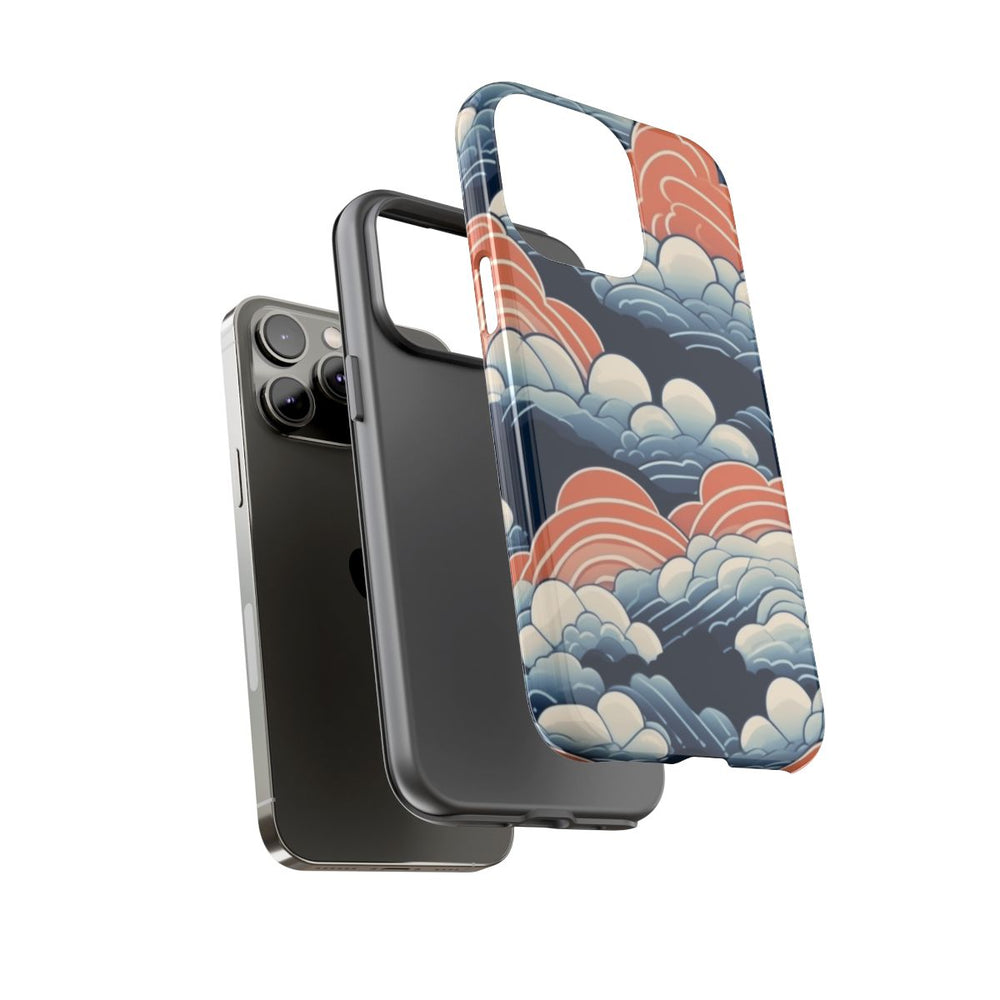 Gestileerd Wolkenpatroon in Blauw en Oranje