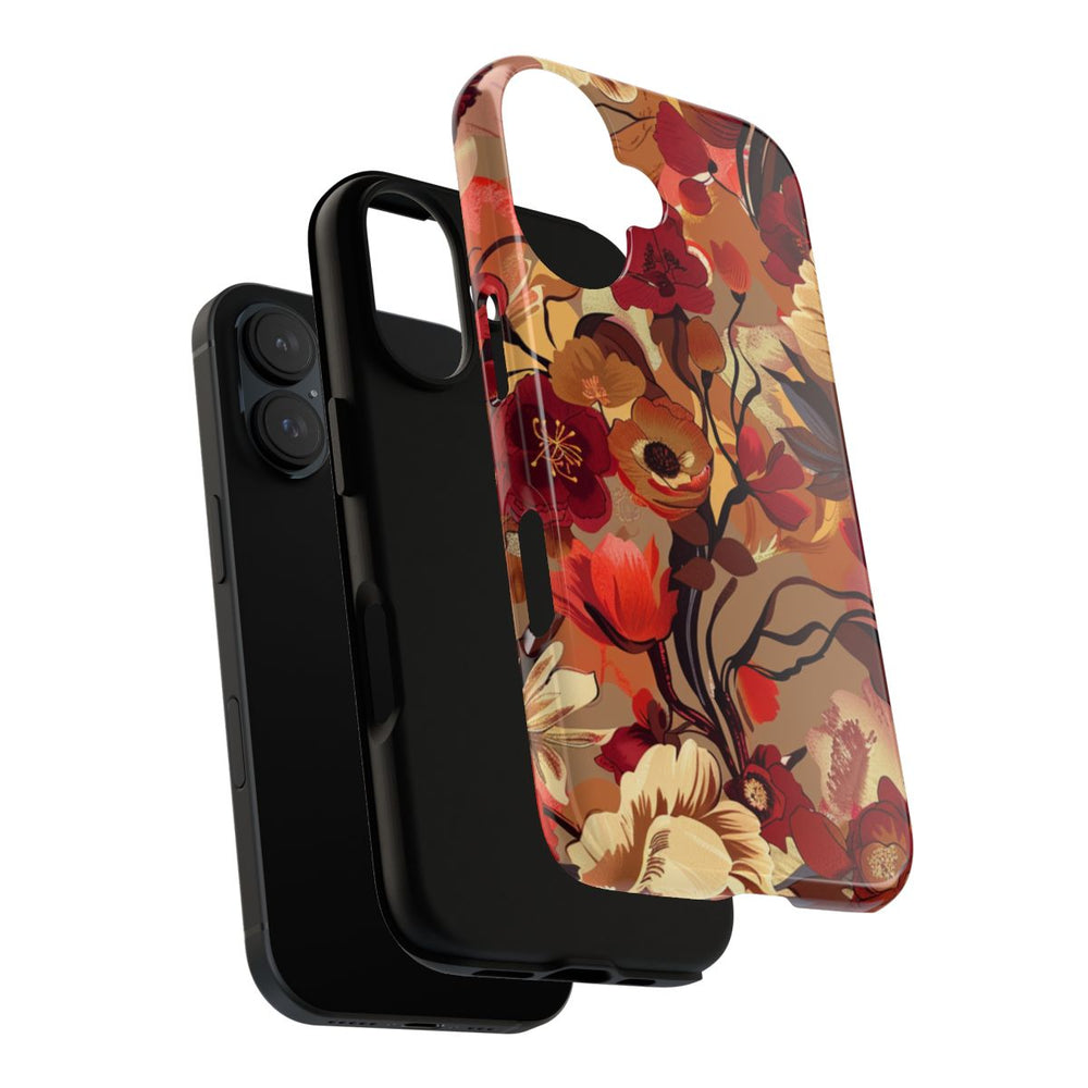 Warm Bloemenpatroon met Bourgondische en Oranje Kleuren