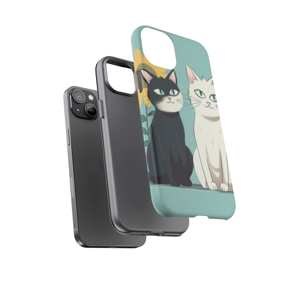 Twee Cartoonkatten met Zonnebloem