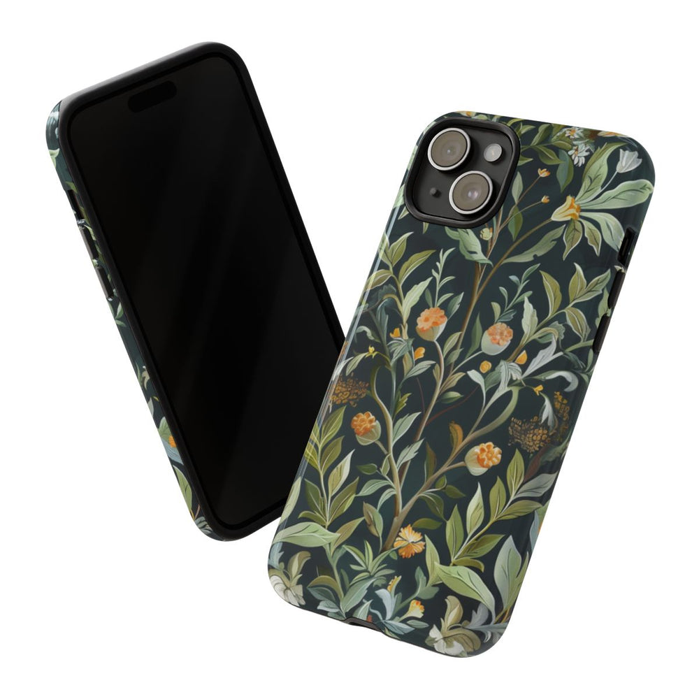 Gedetailleerde Botanische Illustratie met Oranje Bloemen