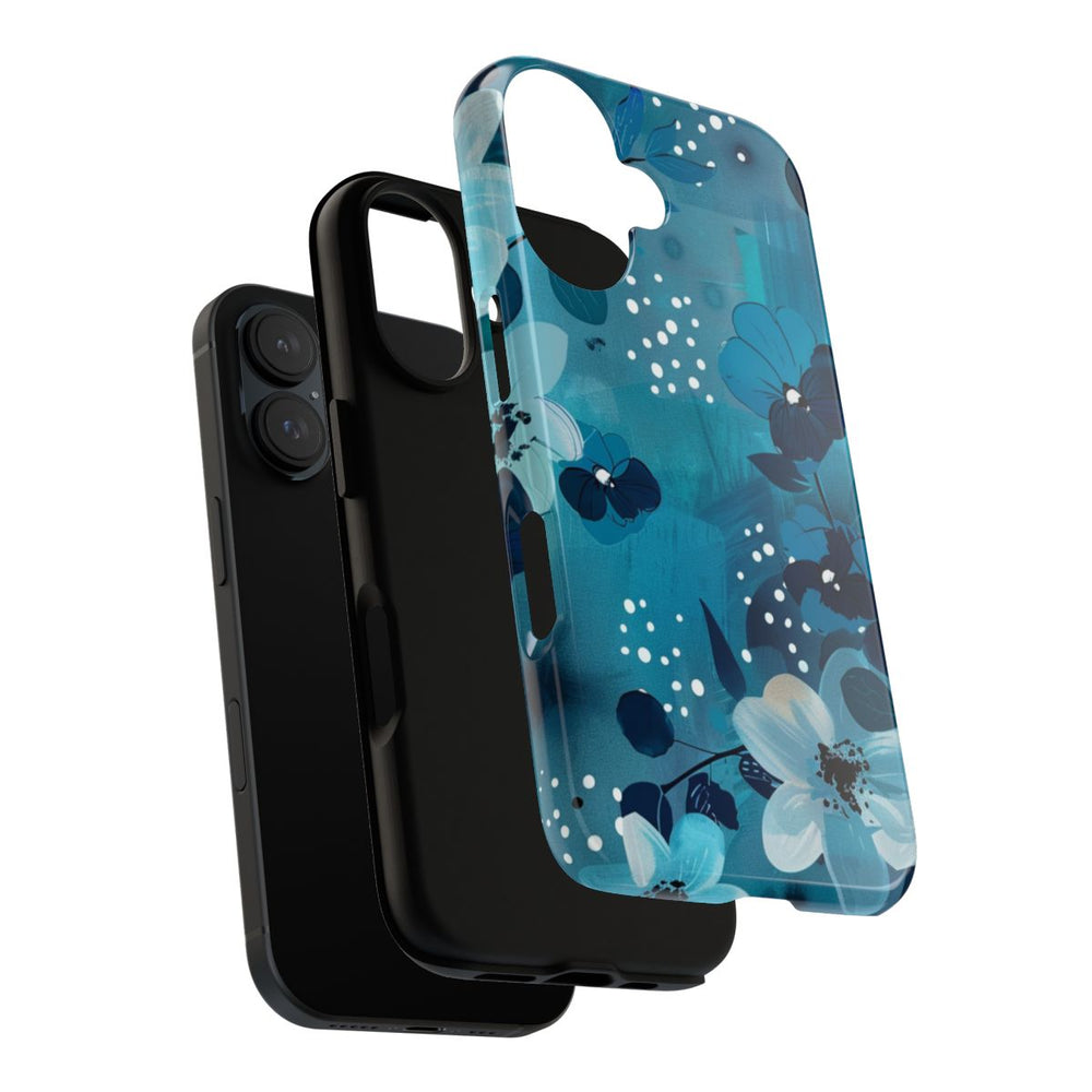 Turquoise Bloemenpatroon met Stippen