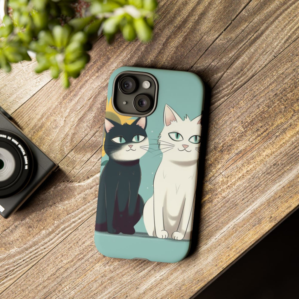 Twee Cartoonkatten met Zonnebloem