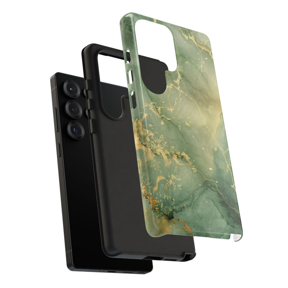 Groene en Gouden Marmer Abstract