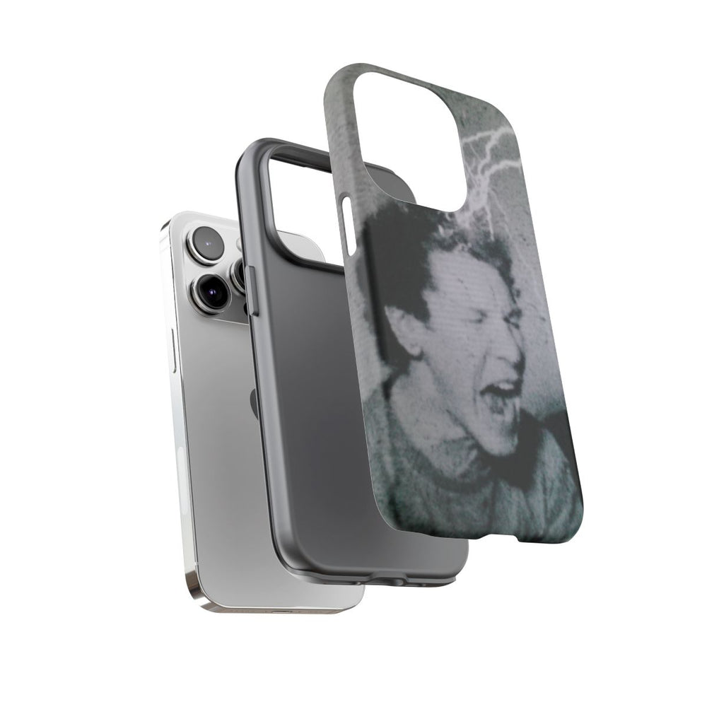 Zwart-Wit Portret met Bliksemeffect en Vintage Look