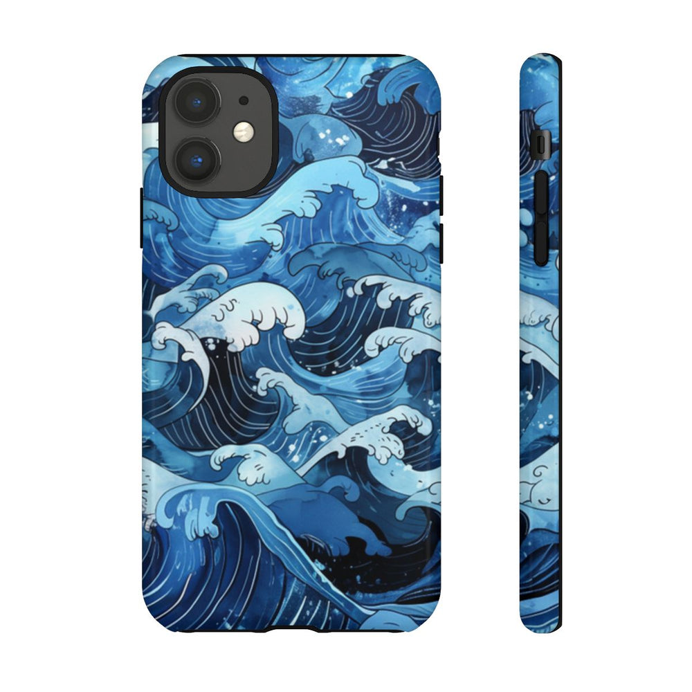 Handgetekende Japanse Stijl Oceaangolven