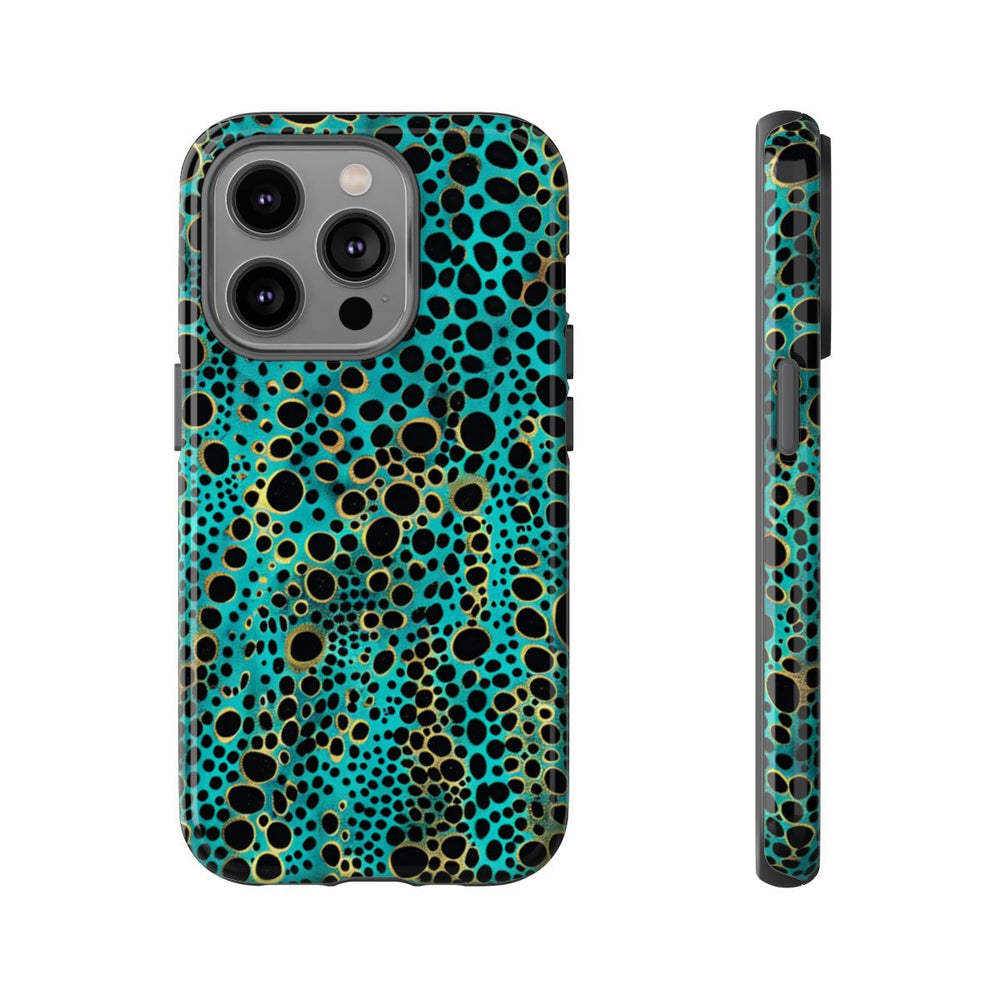 Turquoise en Zwart Abstract Stippenpatroon