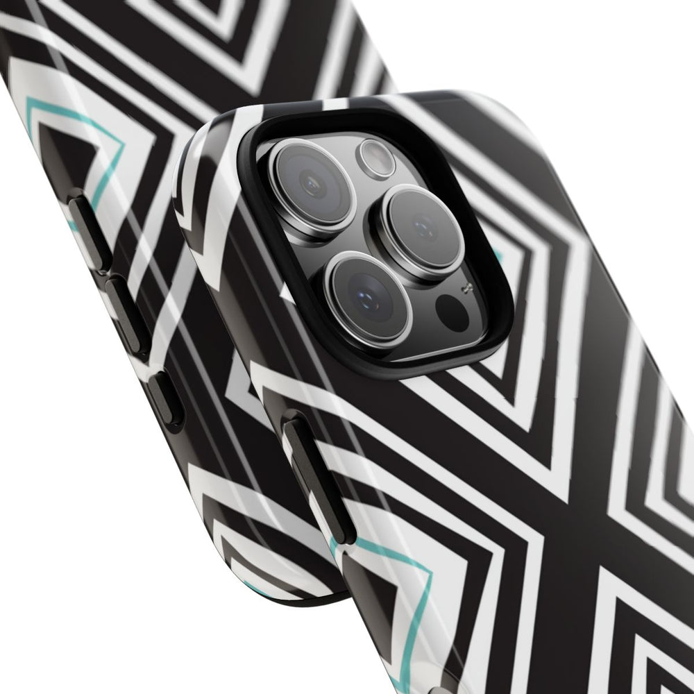 Geometrisch Zwart-Turquoise Diamantpatroon