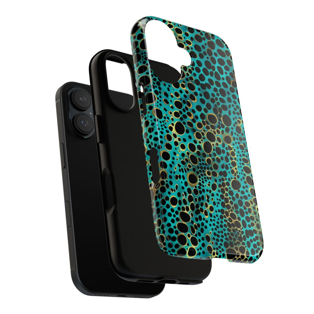 Turquoise en Zwart Abstract Stippenpatroon