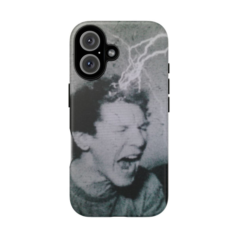 Zwart-Wit Portret met Bliksemeffect en Vintage Look