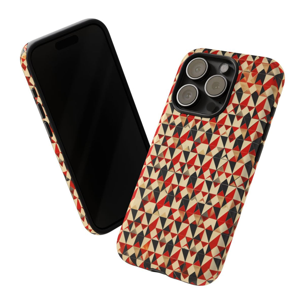 Geometrisch Abstract Patroon in Rood en Zwart