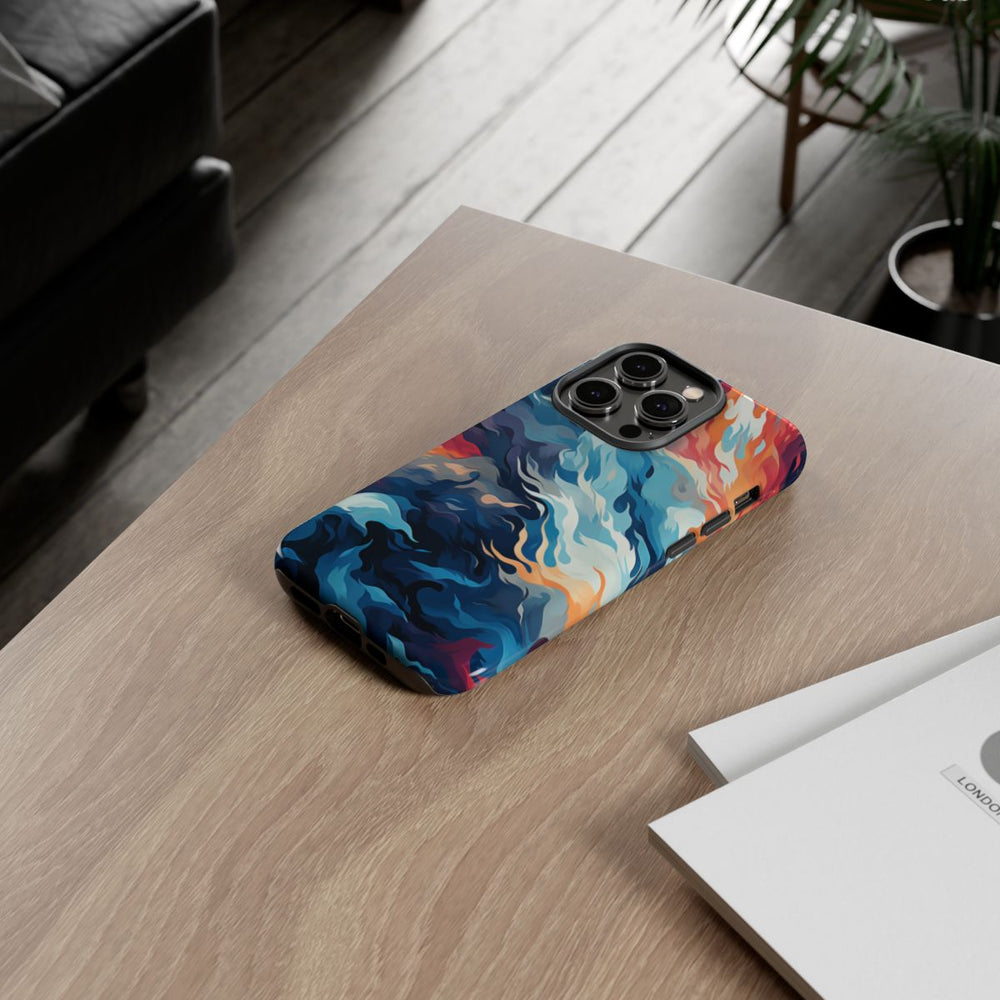 Abstracte Oceaangolven met Vurige Kleuren