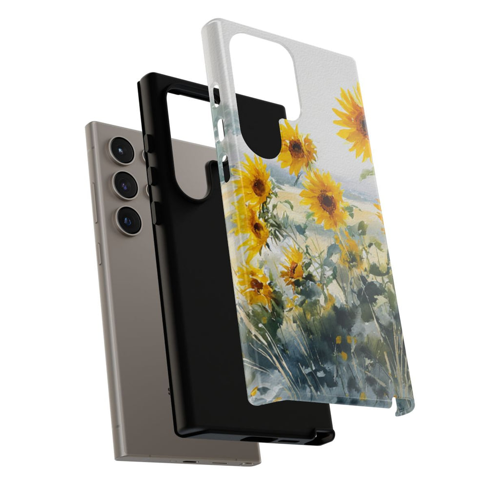 Gele Zonnebloemen in Pastelkleurig Landschap