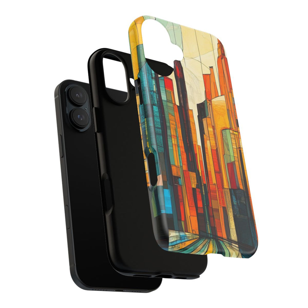 Abstracte Stedelijke Skyline in Warme Kleuren