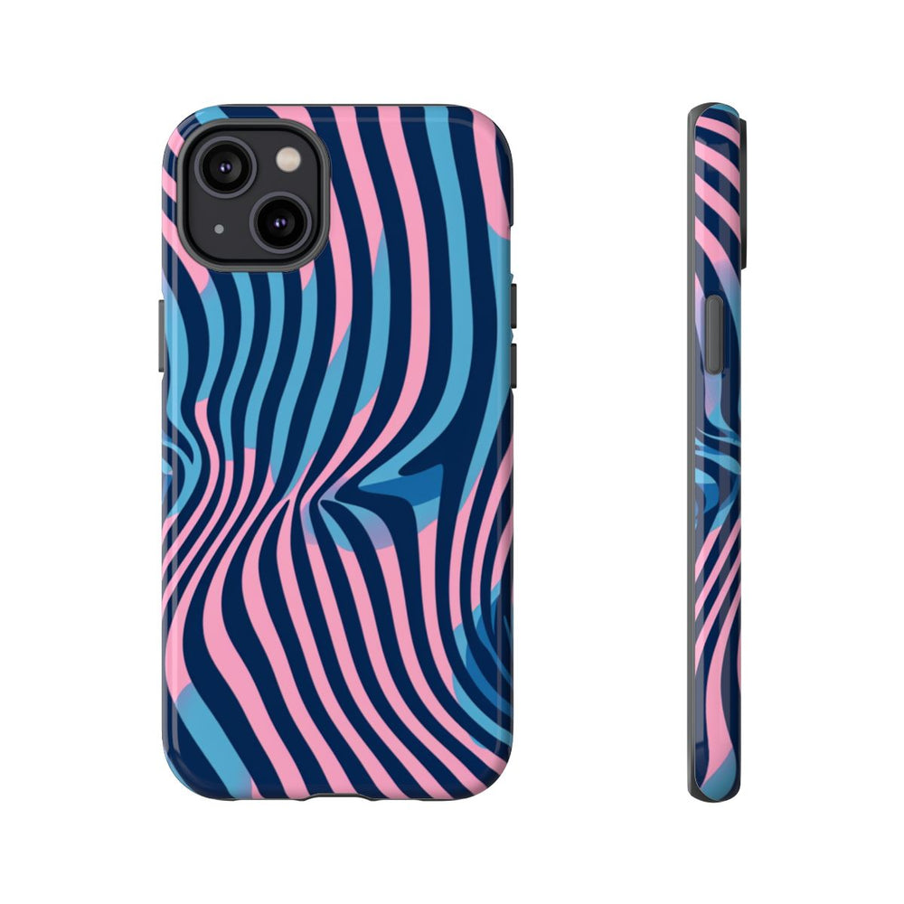 Golvend Blauw-Roze Optische Illusiepatroon