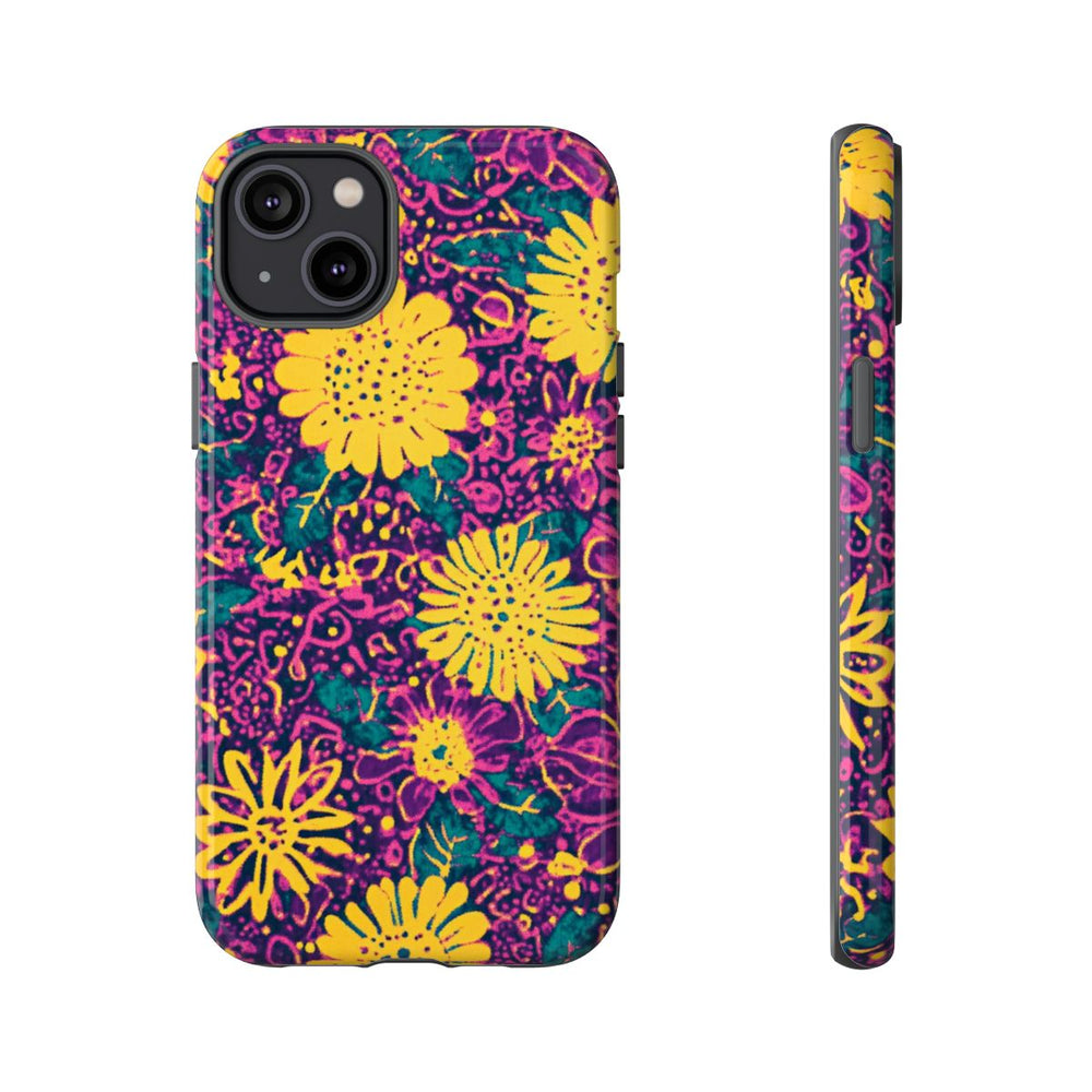 Gele en Paarse Bloemenprint