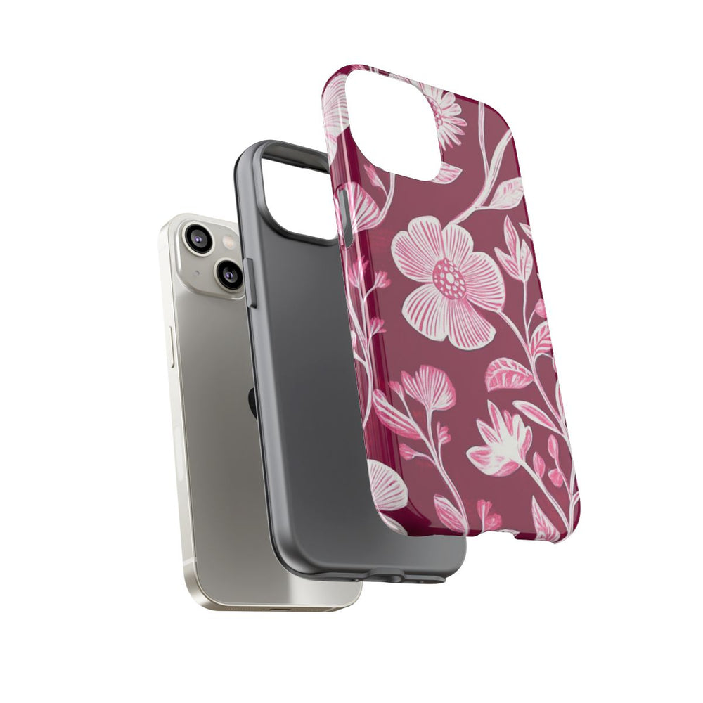 Roze en Witte Bloemenprint
