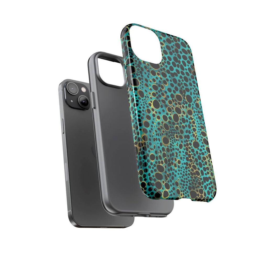 Turquoise en Zwart Abstract Stippenpatroon