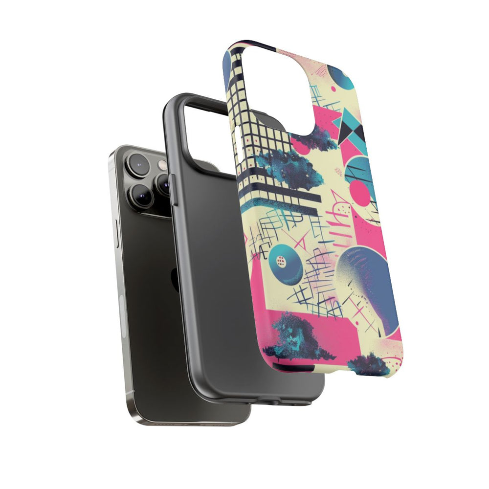 Abstract Geometrisch Patroon in Roze en Blauw