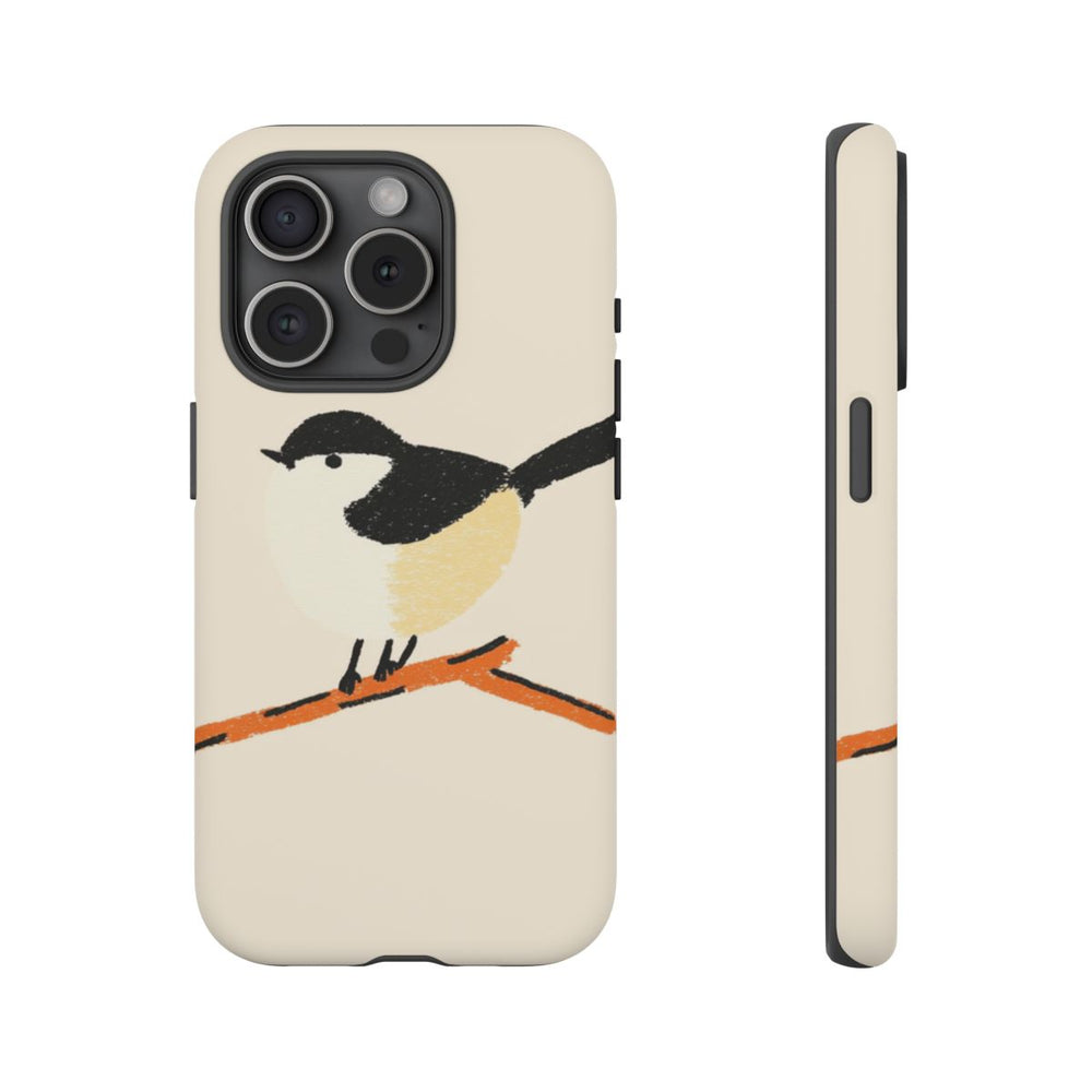 Minimalistische Vogelillustratie op Tak