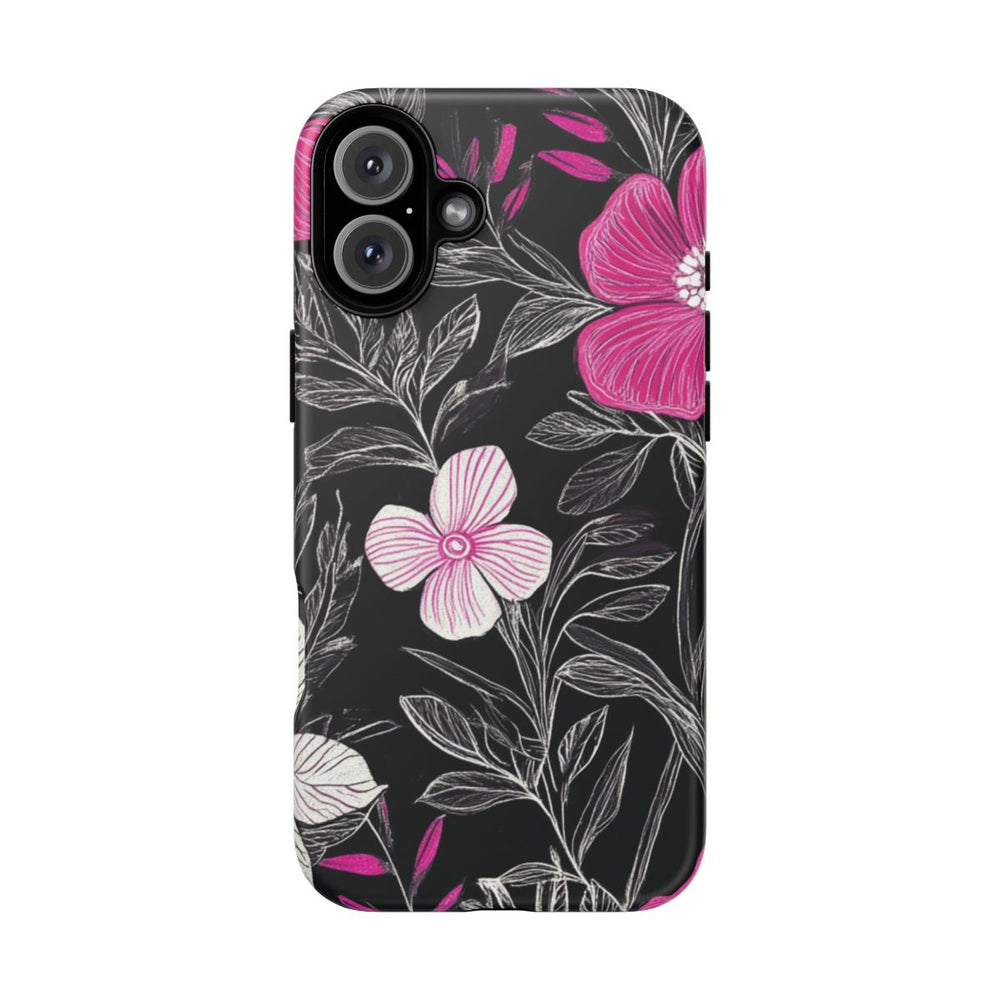 Roze en Witte Bloemenprint
