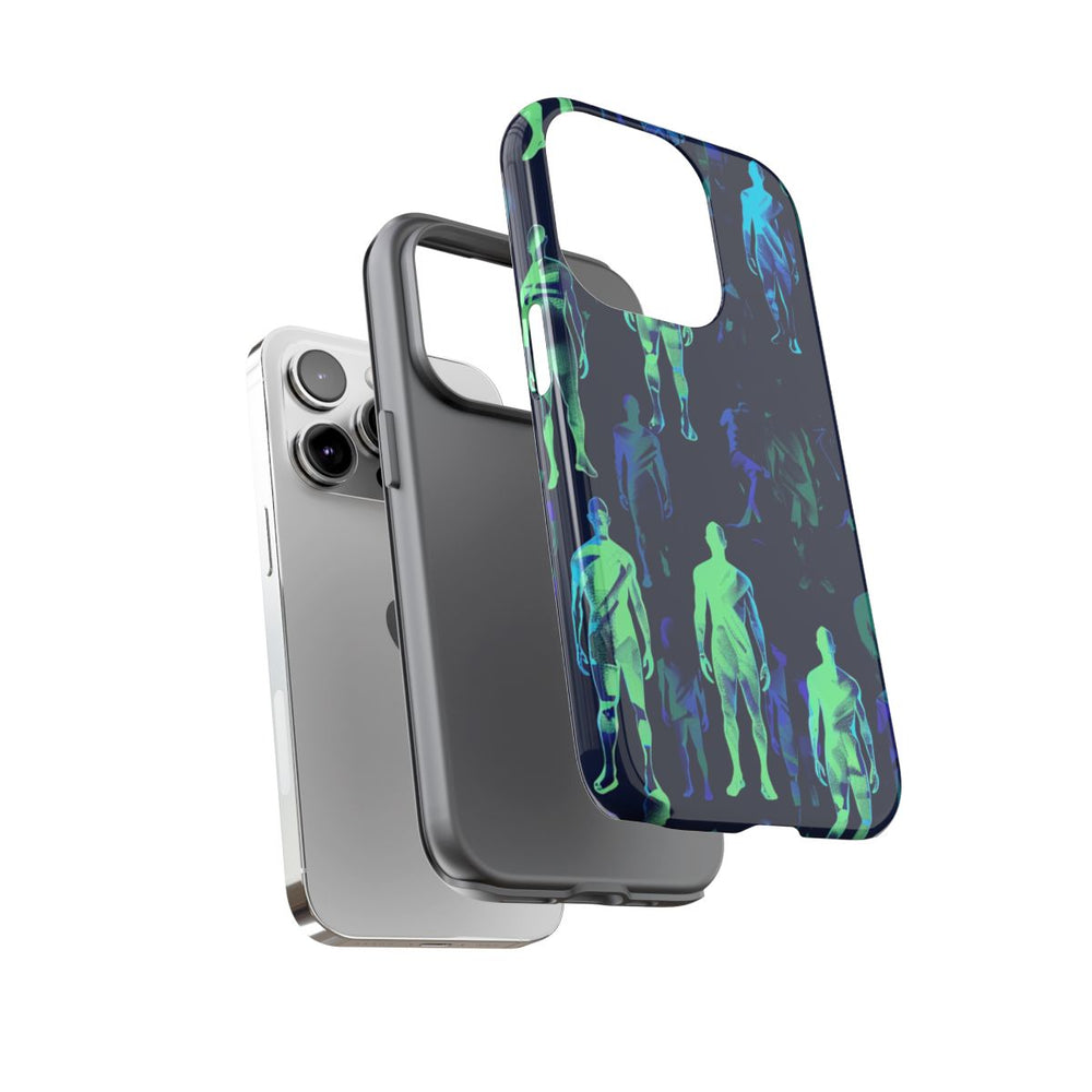 Blauw-Groene Neon Figurenpatroon
