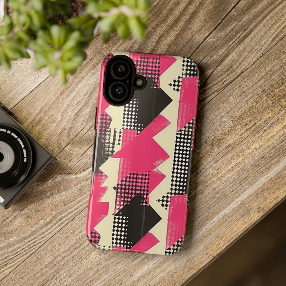 Roze en Zwart Abstract Geometrisch Patroon