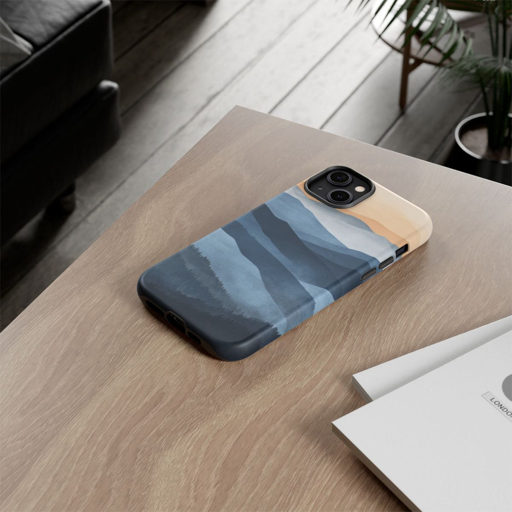 Gelaagd Berglandschap in Blauwe en Beige Tinten