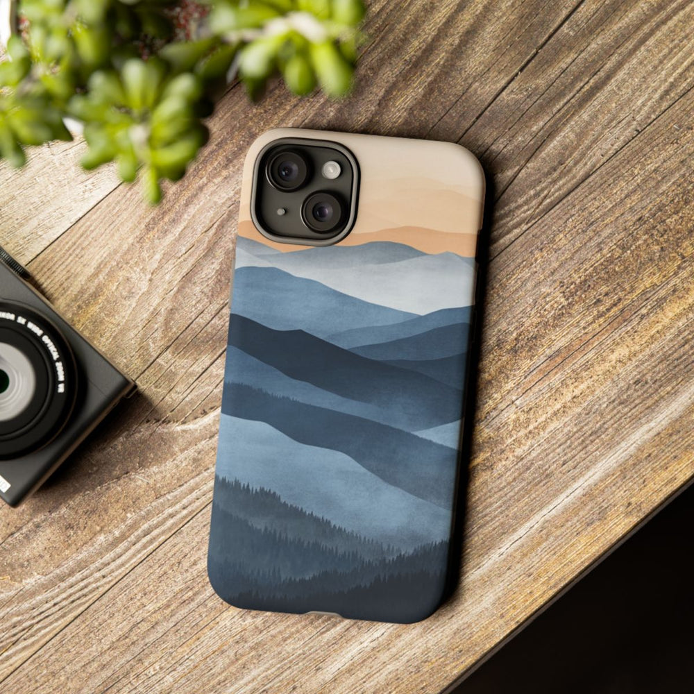 Gelaagd Berglandschap in Blauwe en Beige Tinten