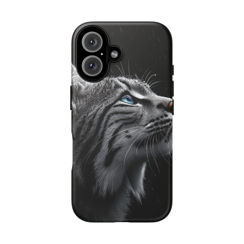 Zwart-Witte Lynx met Blauwe Ogen
