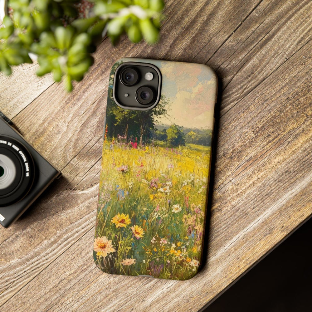 Zonnig Bloemenveld met Landschap
